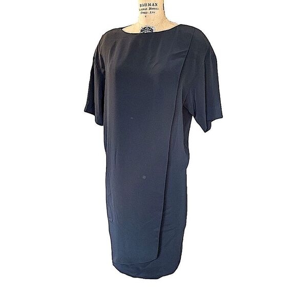 Vintage Jones NY Black Silky Shift Dress - Picture 1 of 11